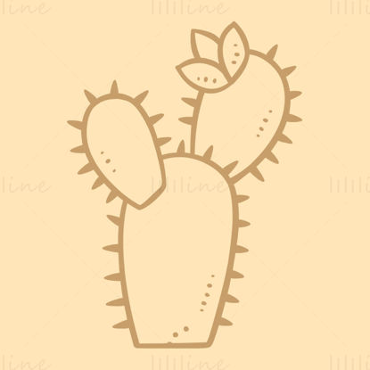 Cactus outline icon vector