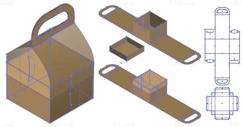 Cake packaging box dieline vector