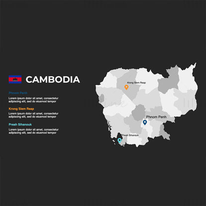 Harta Infografică Cambodgia PPT editabilă și Keynote