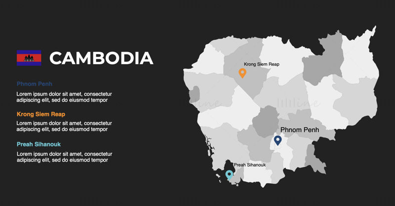 Mapa de infografías de Camboya editable PPT y Keynote