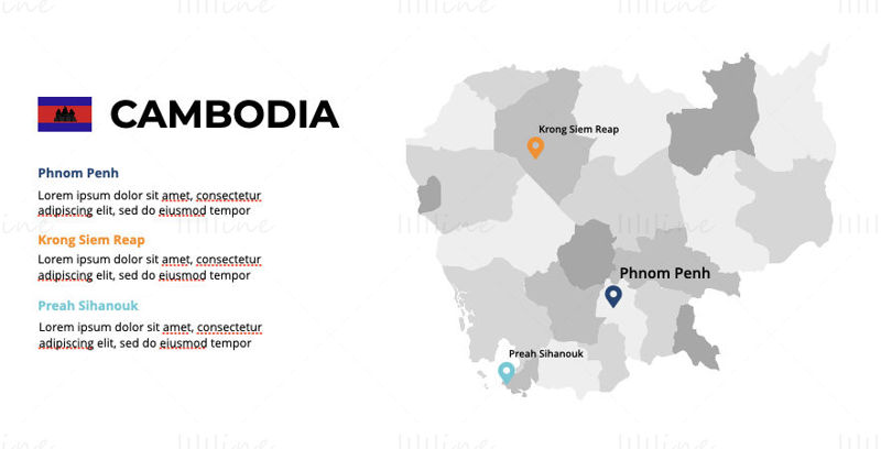Mapa de infografías de Camboya editable PPT y Keynote