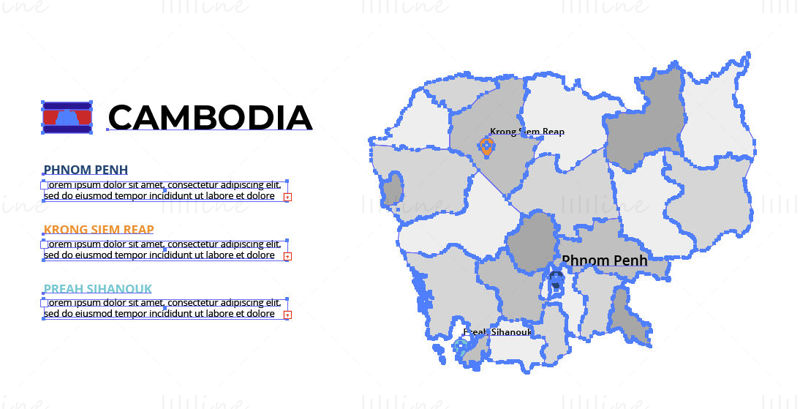 Cambodia map vector
