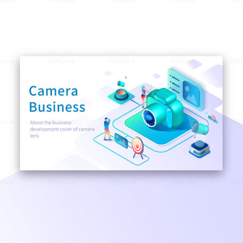 Modèle PSD de page de lancement de l'entreprise de caméra