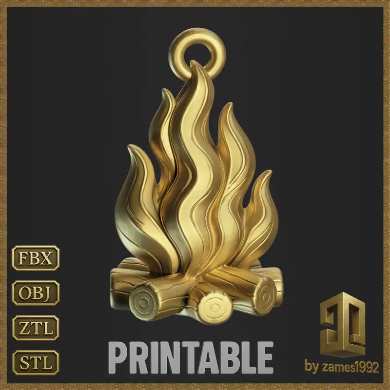 Campfire Pendant Jewelry Design 3D Print Model