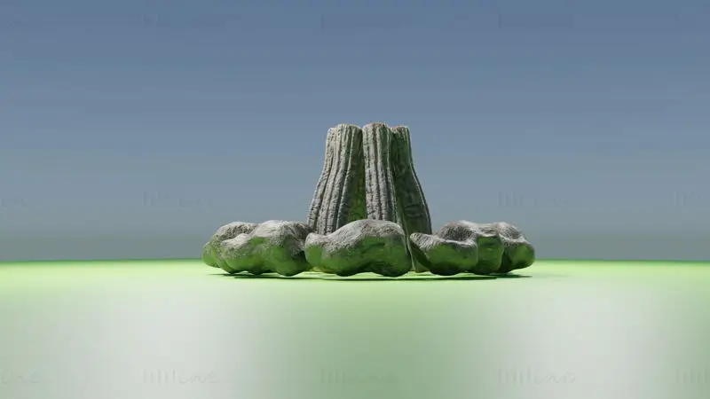 3D model kamnov in lesa za taborni ogenj