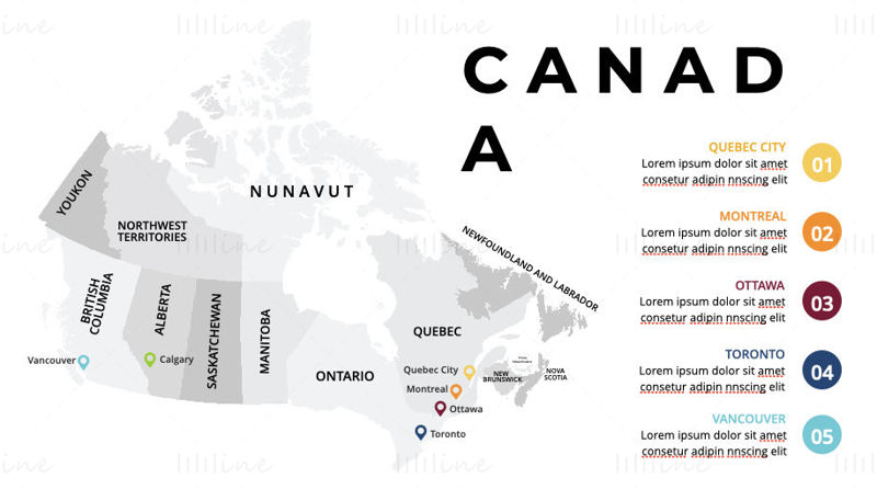 Canada Infographics Map editable PPT & Keynote