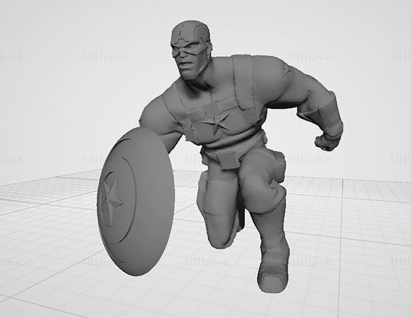 Captain America Statues 3D-printmodel klaar om STL af te drukken
