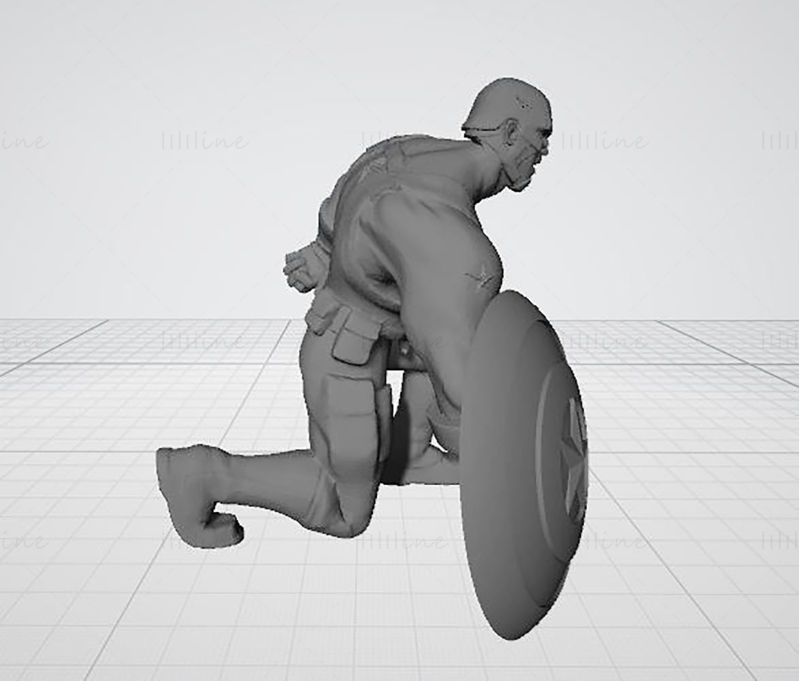 Captain America Statues 3D-printmodel klaar om STL af te drukken