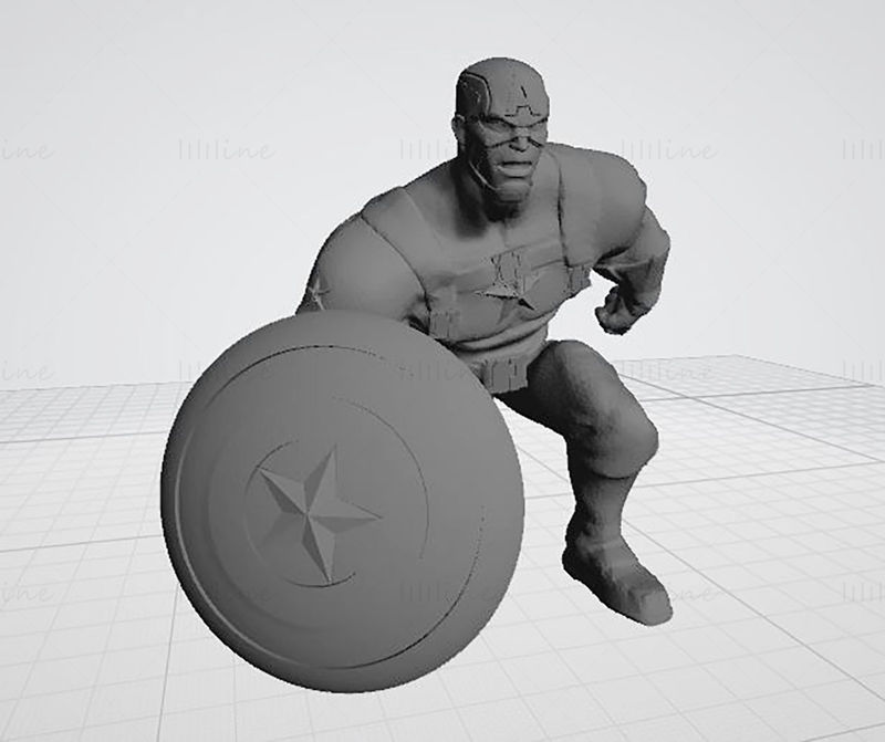 مدل پرینت سه بعدی مجسمه کاپیتان آمریکا آماده چاپ STL