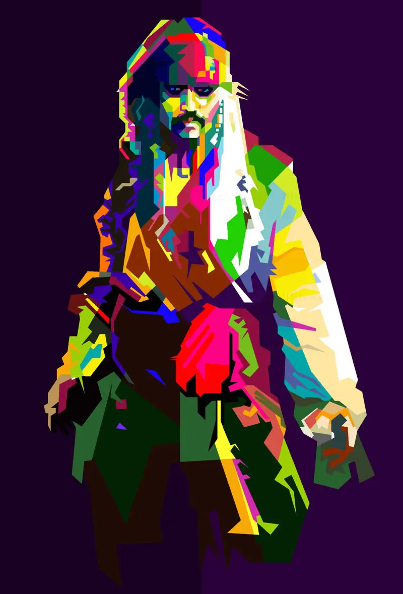 Kapitán Jack Sparrow Filmy Pop Art WPAP Vektor