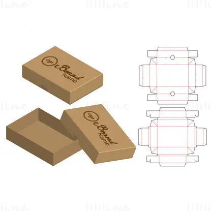 Cardboard box with lid dieline vector