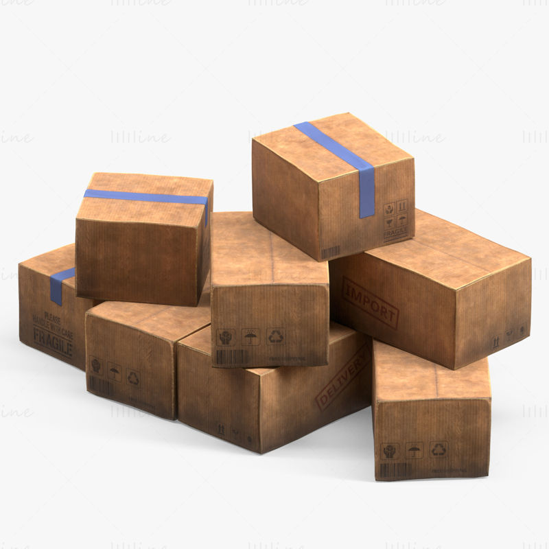 Картонные коробки 3D модель