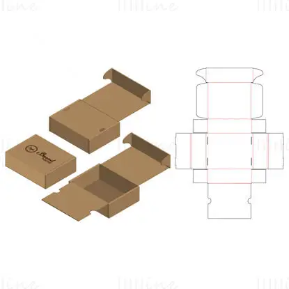 Cardboard courier box dieline vector