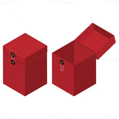 Cardboard gift box with lock dieline vector