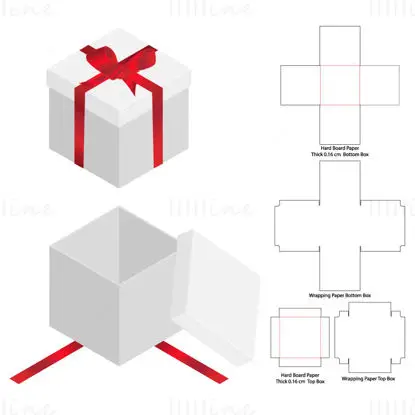 Cardboard packaging box with lid dieline vector