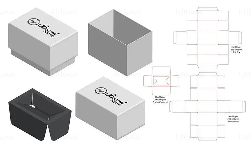 Cardboard packaging box with support dieline vector