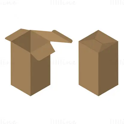 Cardboard rectangular packaging box dieline vector