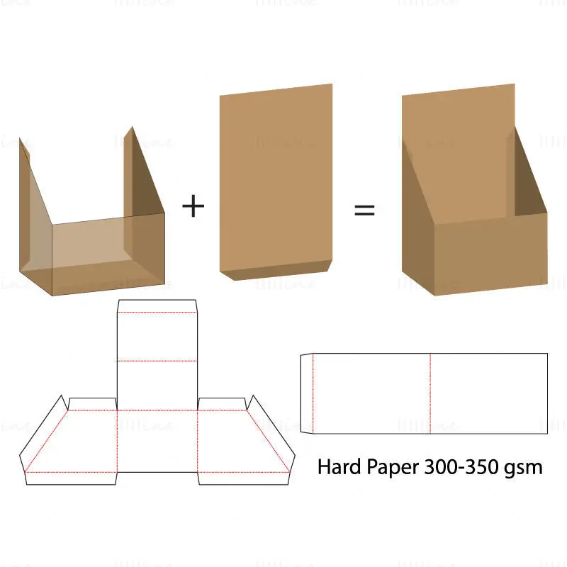 Cardboard Storage Box dieline die cutting line vector