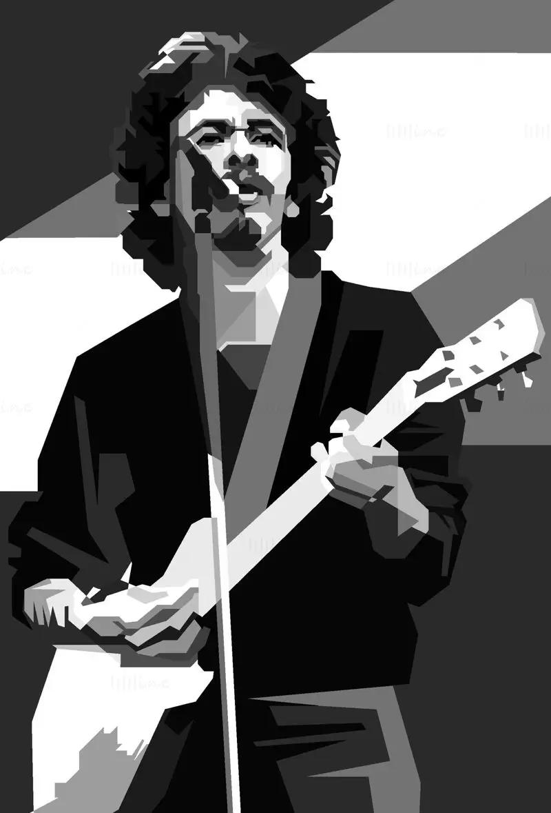 Carlos Santana Classic Rock Guitar Vector