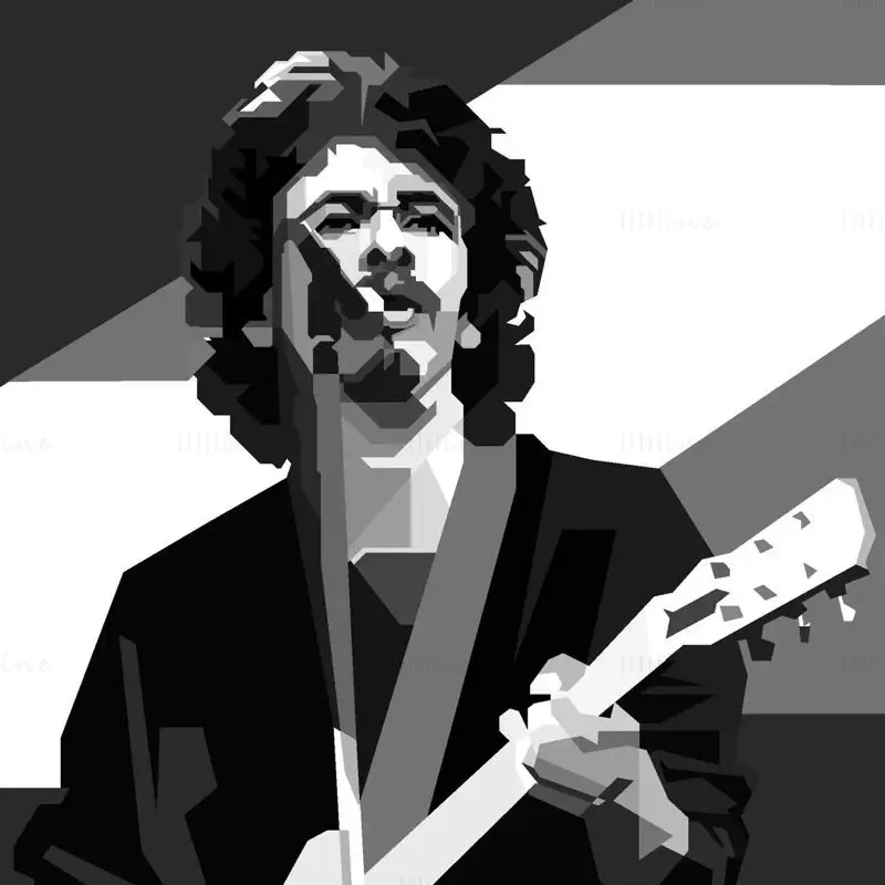 Carlos Santana Classic Rock Guitar Vector