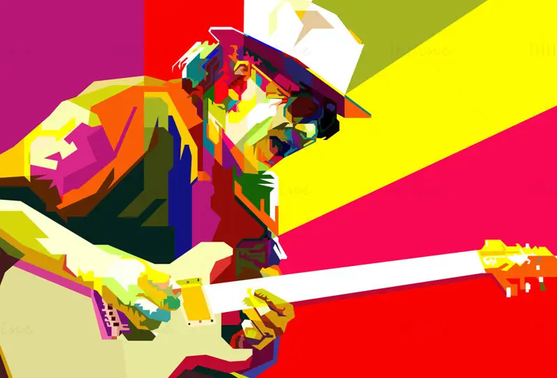 Carlos Santana, lateinamerikanischer Gitarrist, Pop-Art, WPAP-Vektor