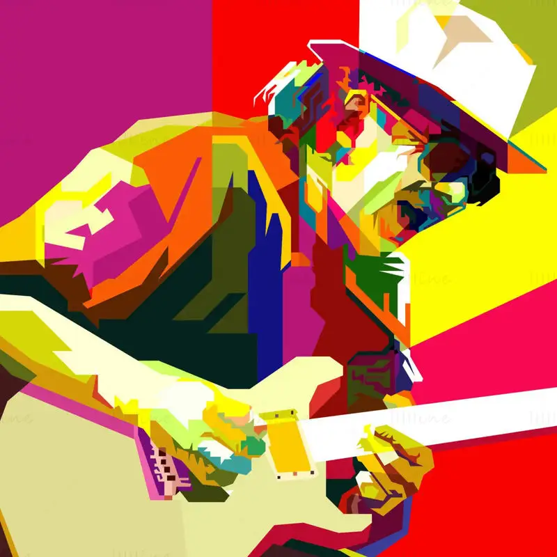 Carlos Santana Guitarrista Latino Pop Art WPAP Vector