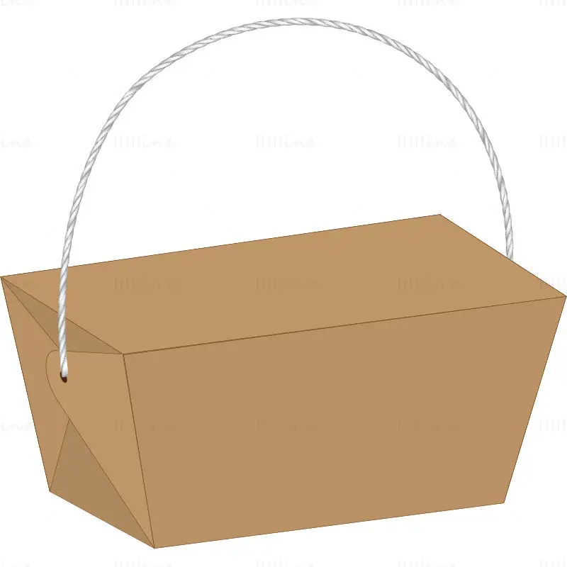 Carrying rope packaging box dieline die cutting line vector