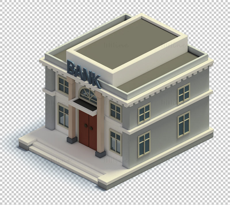 Cartoon bank building png