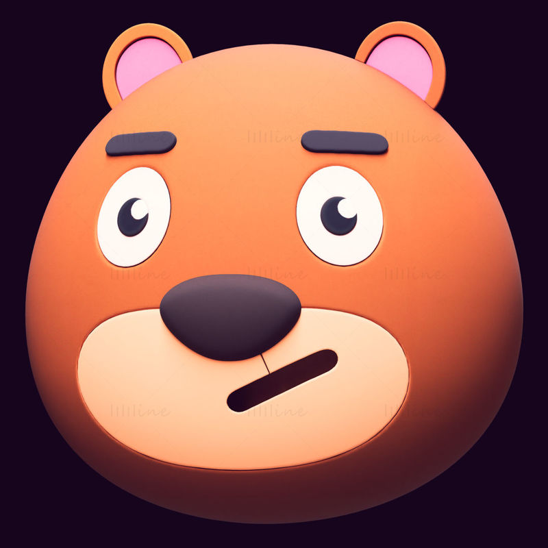 Tegneserie Bear Head Pack Emoji 3D-modell