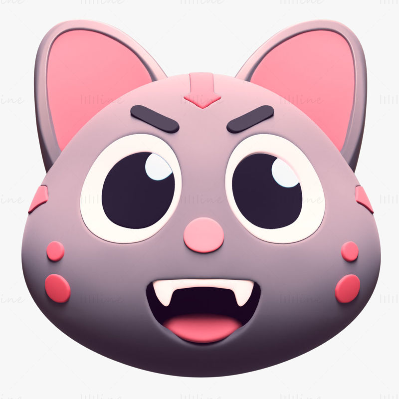 Rajzfilm Cat Head Pack Emoji 3D-s modell