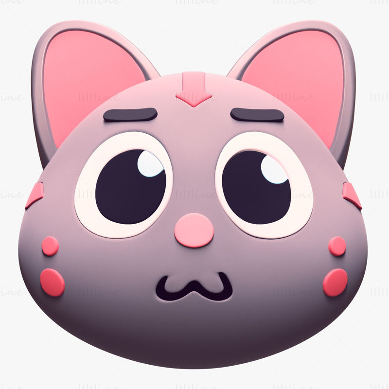 Cartoon Cat Head Pack Emoji 3D-Modell