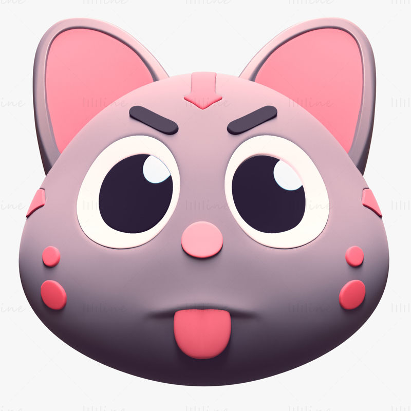 Cartoon Cat Head Pack Emoji 3D-modell