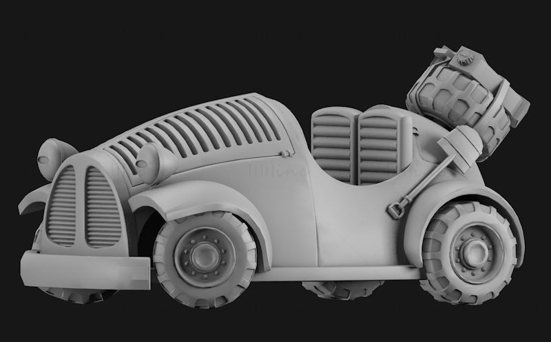 Modelo de impresión 3d de coche lindo de dibujos animados