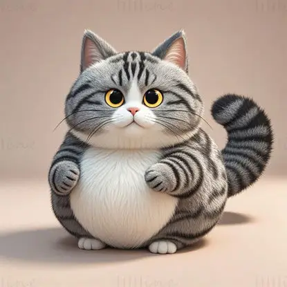 Cartoon cute fat cat illustration