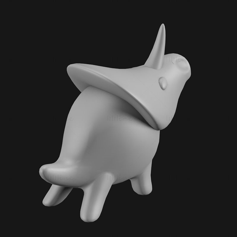 Cartoon schattig neushoorn 3D-printmodel