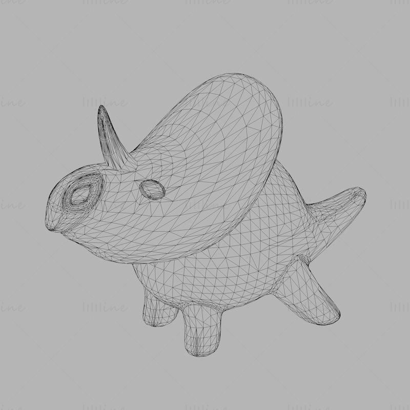 Цртани слатки носорог 3Д модел за штампање