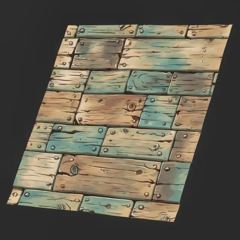 Cartoon Cyan Wood Seamless Texture