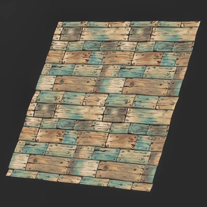 Cartoon Cyan Wood Seamless Texture