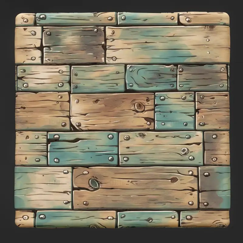 Cartoon Cyan Wood Seamless Texture