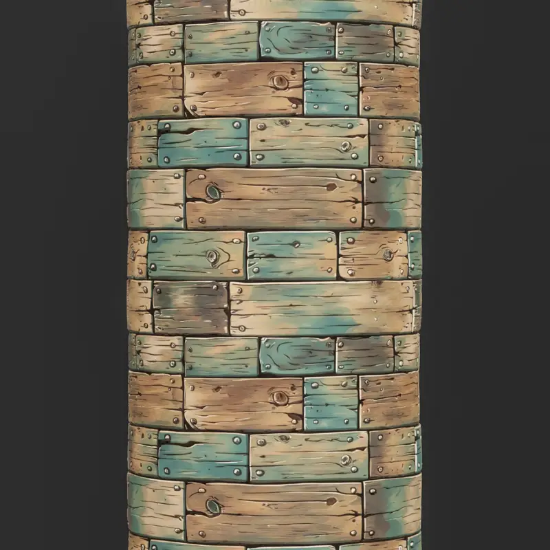 Cartoon Cyan Wood Seamless Texture