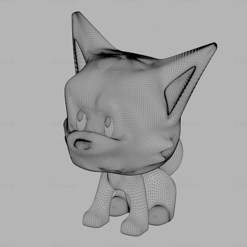 Modelo de impressão 3d de raposa de desenho animado