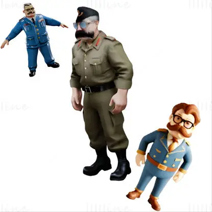 Cartoon General Figurine 3D Print Model Set