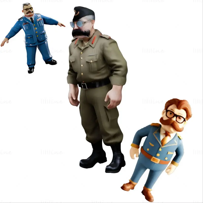 Cartoon General Figur 3D Druck Modell Set