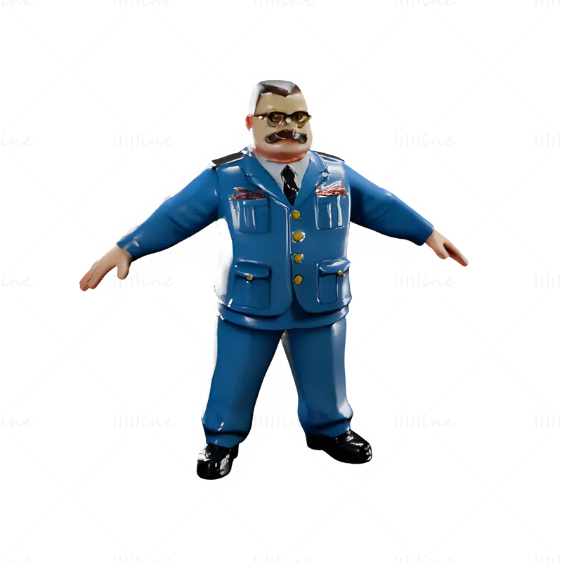 Cartoon General Figur 3D Druck Modell Set