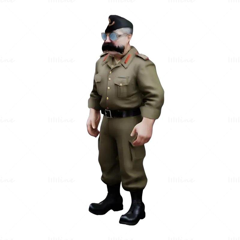 Cartoon General Figur 3D Druck Modell Set