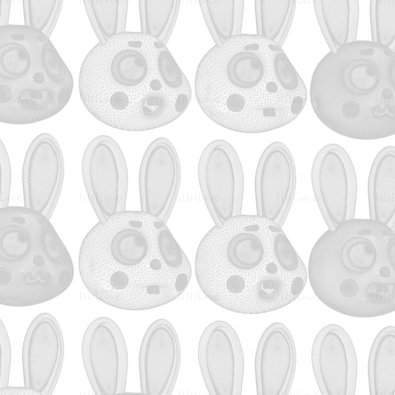 Cartoon Head Rabbit Pack Emoji 3D-Modell