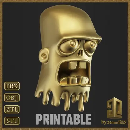 3D-model risane taleče se zombijeve glave