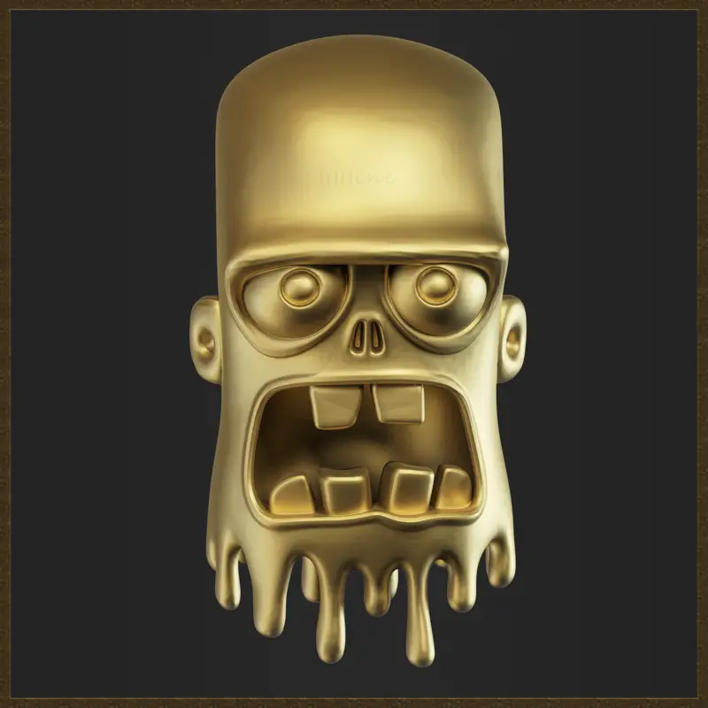 Cartoon Schmelzender Zombiekopf 3D-Druckmodell