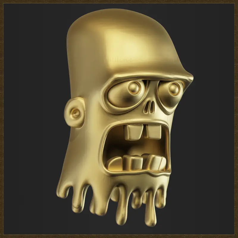 Cartoon Schmelzender Zombiekopf 3D-Druckmodell