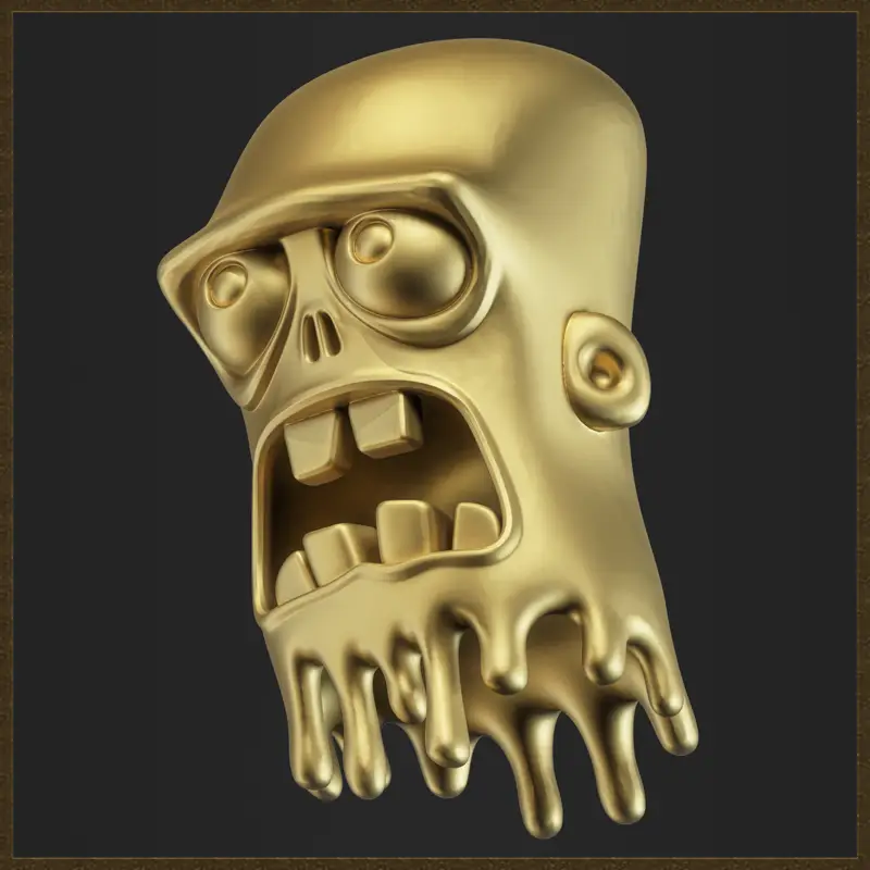 Cartoon Schmelzender Zombiekopf 3D-Druckmodell